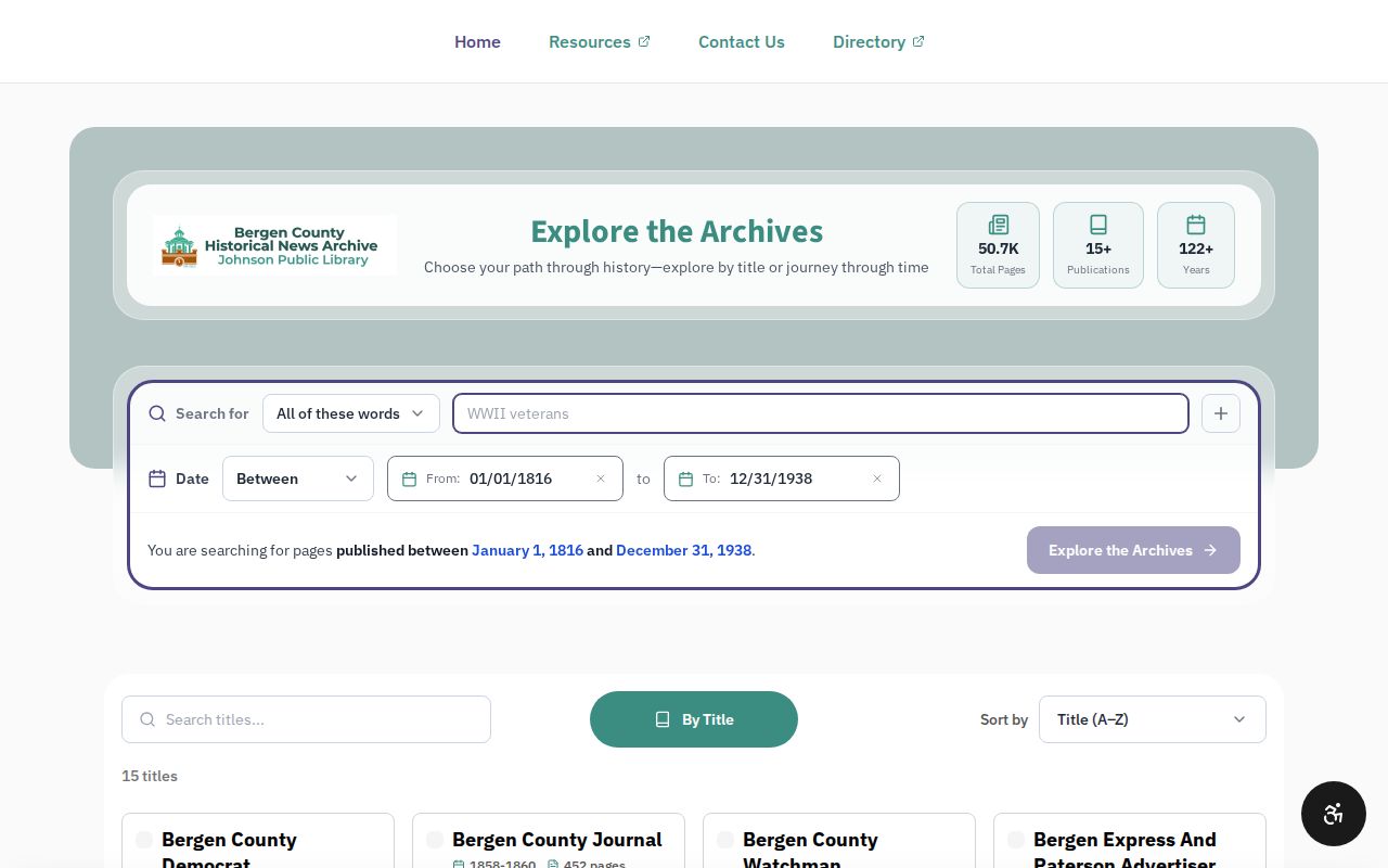 Bergen city directory research through the Bergen County Historical News Archive