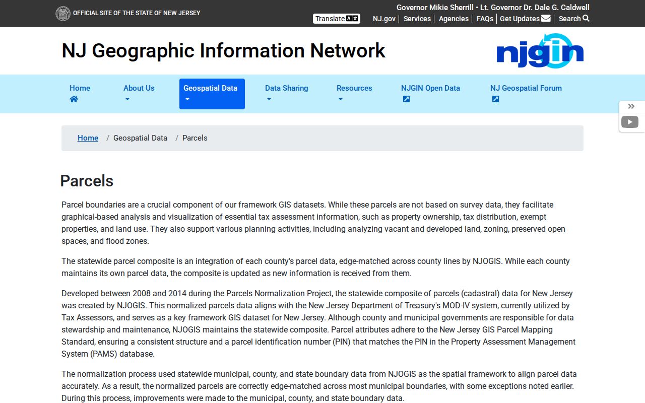 Bergen street directory view of New Jersey parcel and GIS data guidance